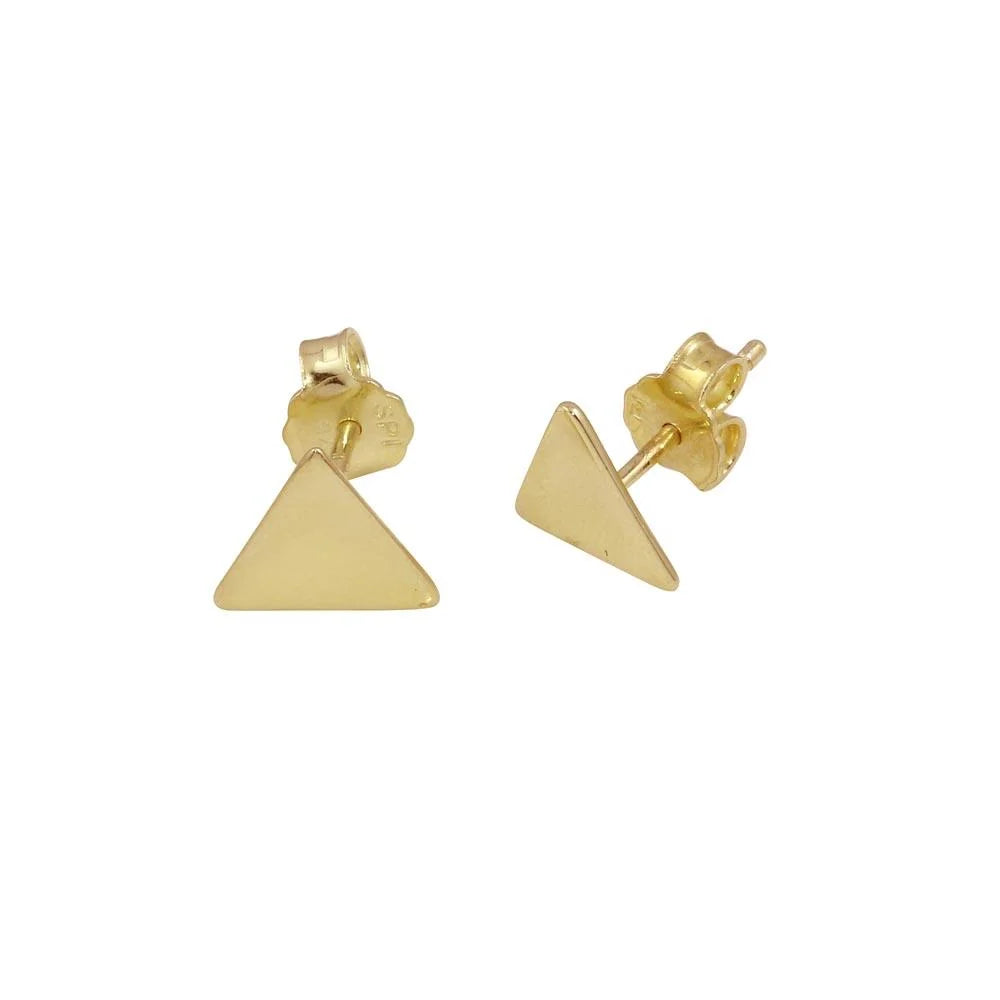 925 Sterling Silver Gold Plated Flat Triangle Stud Earrings