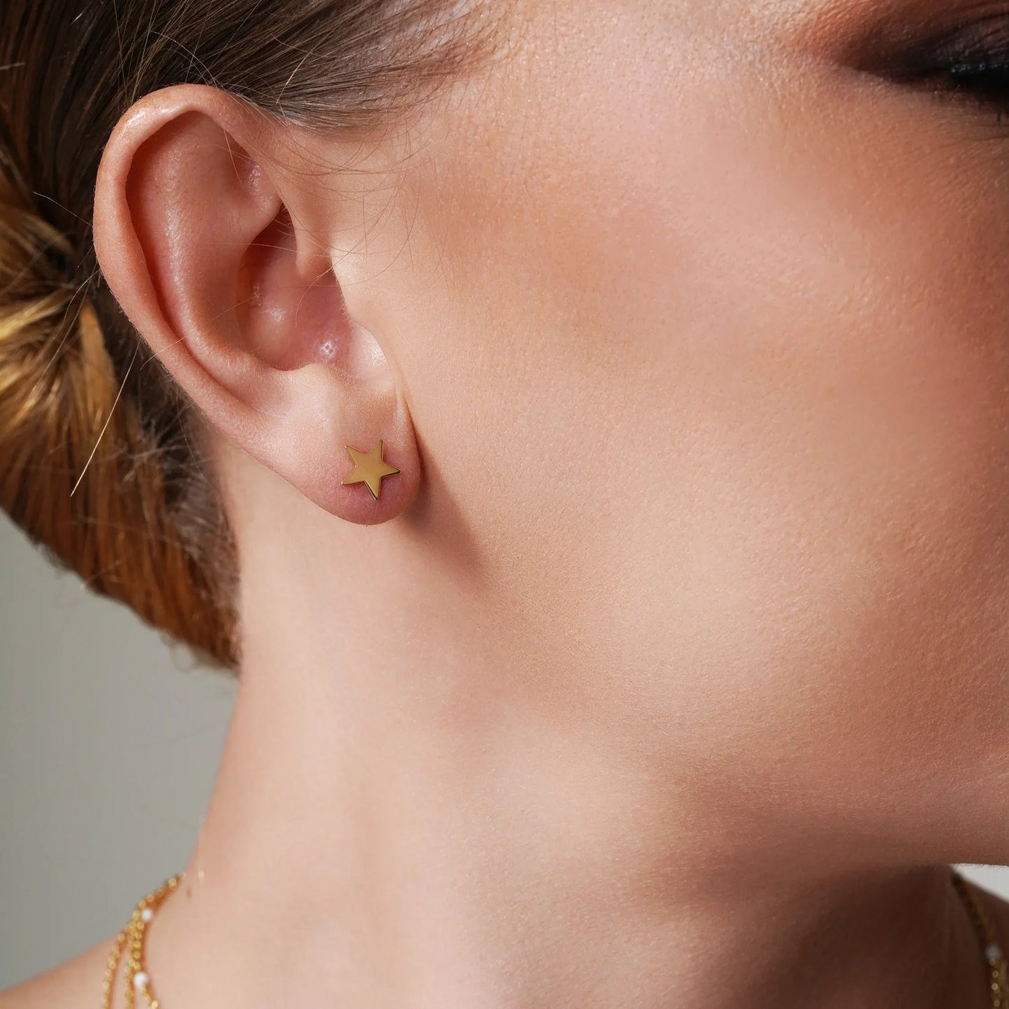925 Sterling Silver Gold Plated Flat Star Earrings