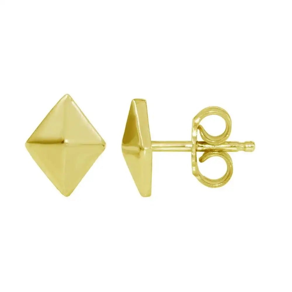 925 Sterling Silver Gold Plated Rhombus Stud Earrings