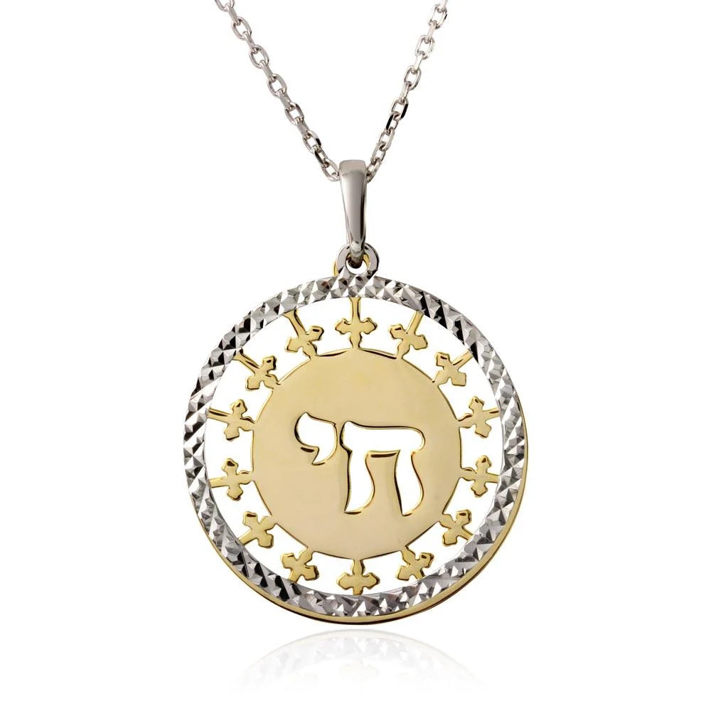 925 Sterling Silver Gold and Rhodium Plated It's a Good Life Symbol Necklace