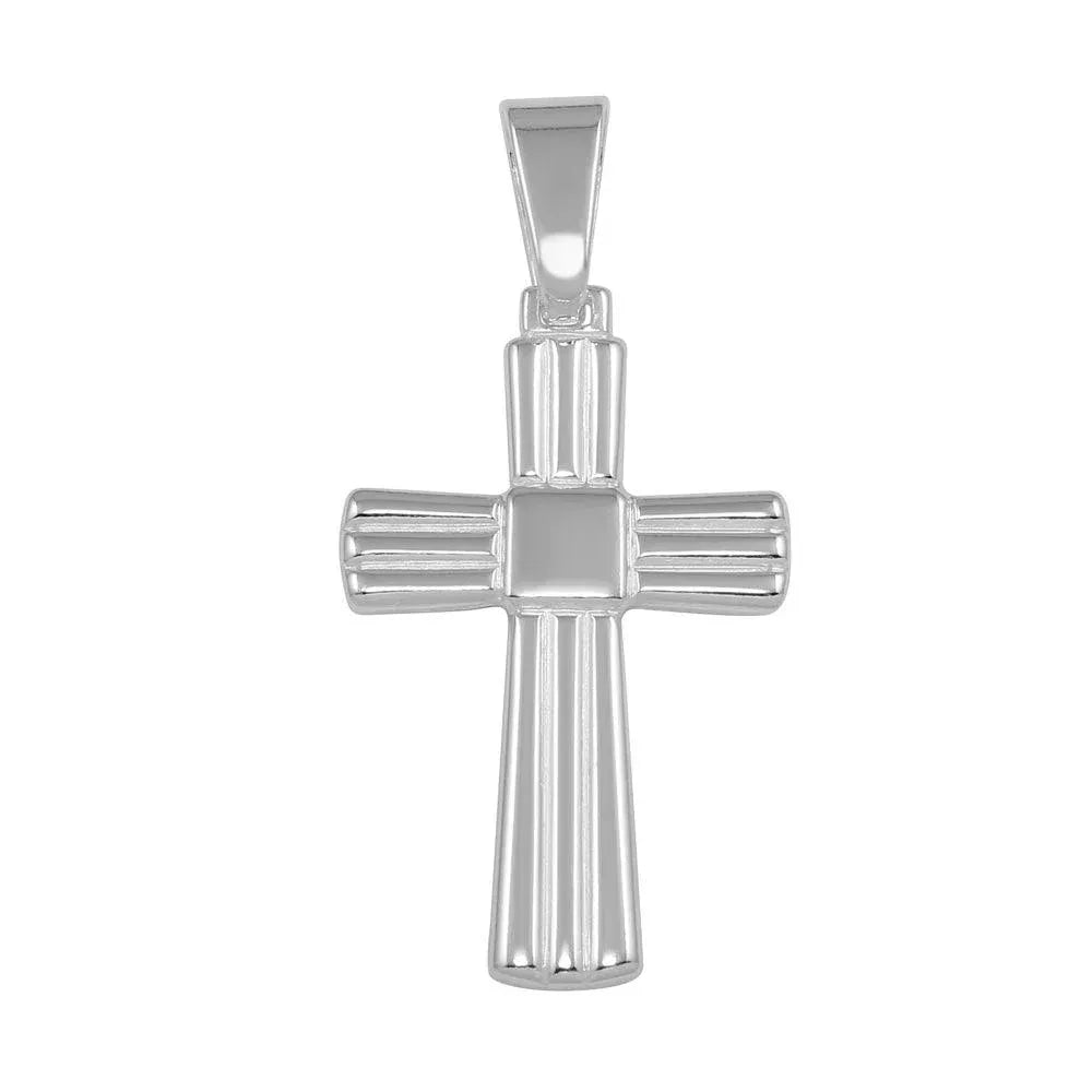 925 Sterling Silver High Polished Small Engraved Cross Pendant