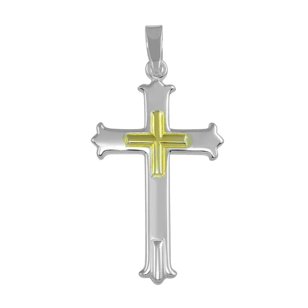 925 Sterling Silver Two-Tone Cross Pendant