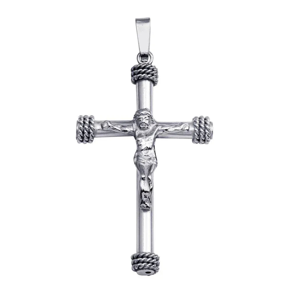 925 Sterling Silver High Polished Medium Crucifix Pendant