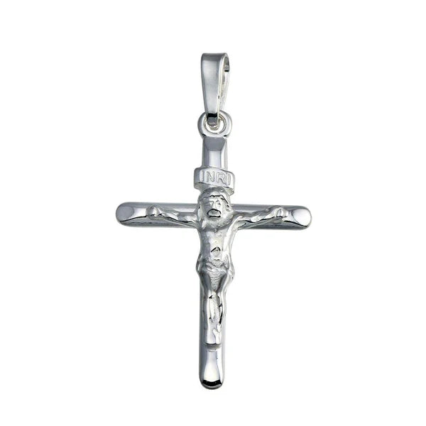 925 Sterling Silver Finish High Polished Crucifix Pendant
