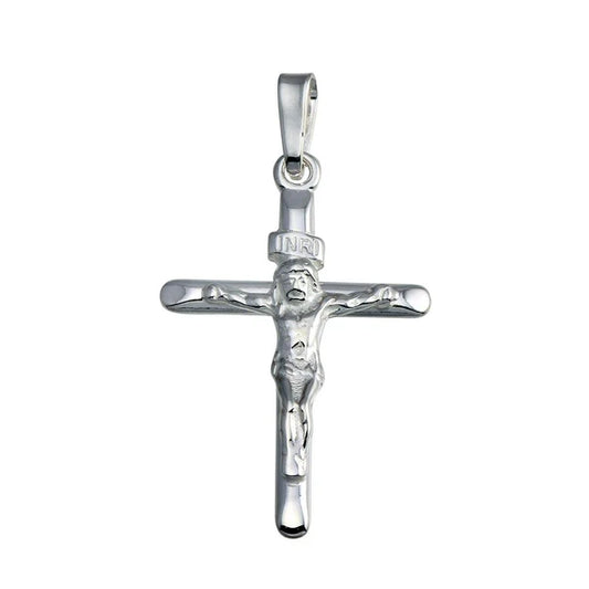 925 Sterling Silver Finish High Polished Crucifix Pendant