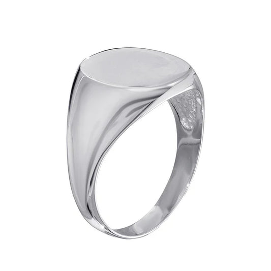 925 Sterling Silver High Polished Oval Engravable Ring