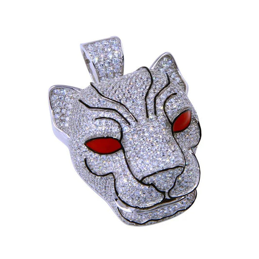 925 Sterling Silver Rhodium Plated CZ Panther Pendant