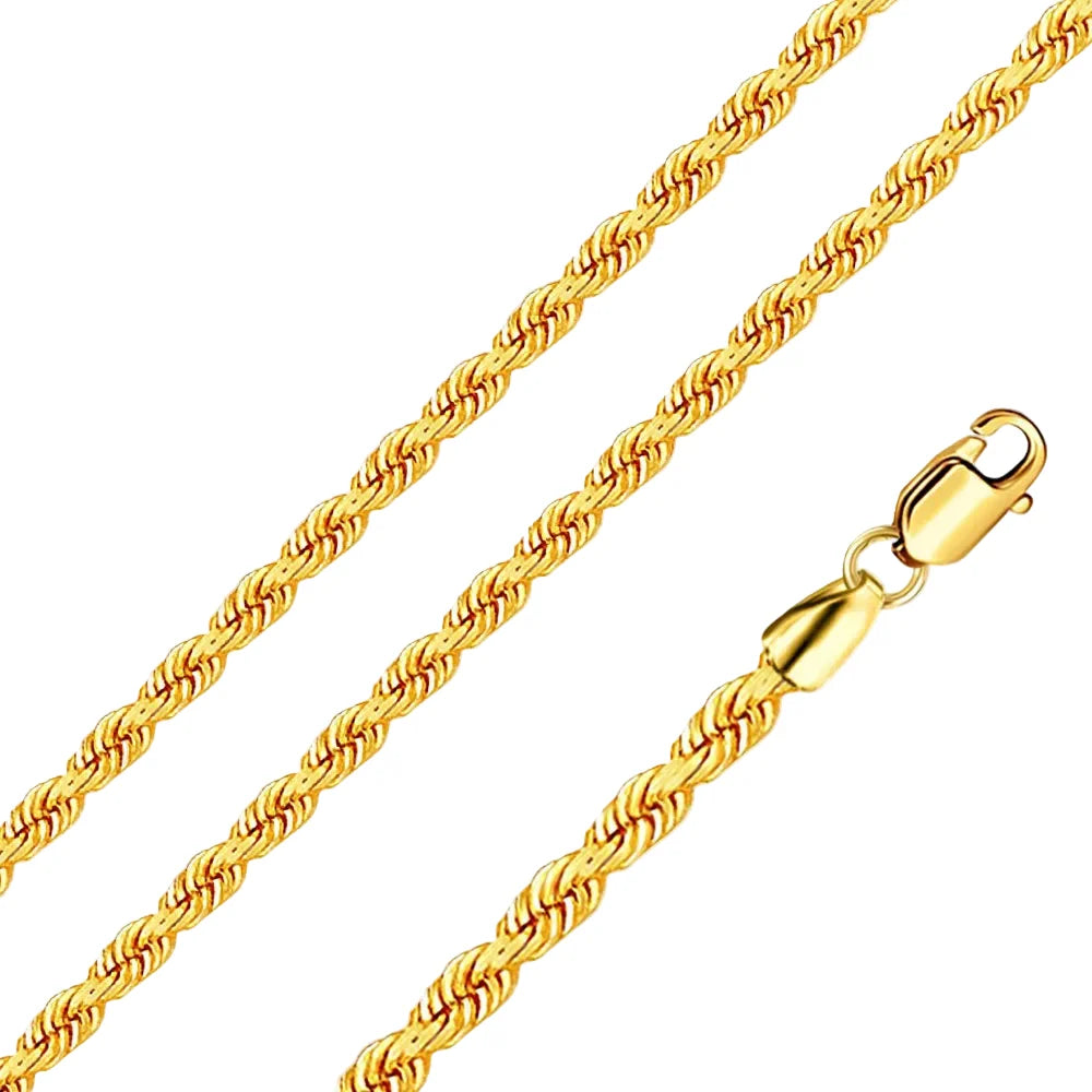 Stainless Steel Gold Plated 4 MM Rope Link Chain Necklace