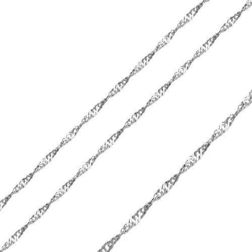 Stainless Steel Rhodium Plated 3 MM Singapore Link Chain Necklace