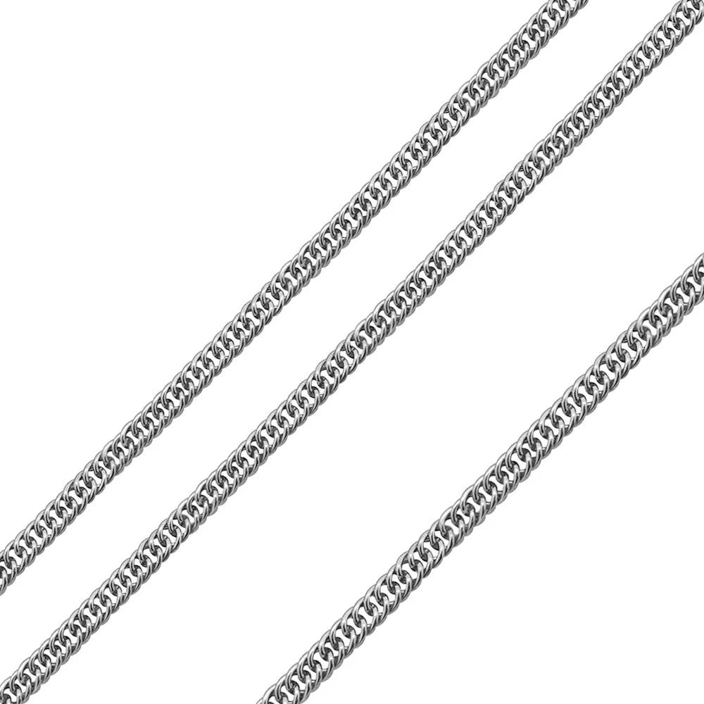 Stainless Steel Rhodium Plated 6 MM Twisted Double Cuban Link Chain Necklace