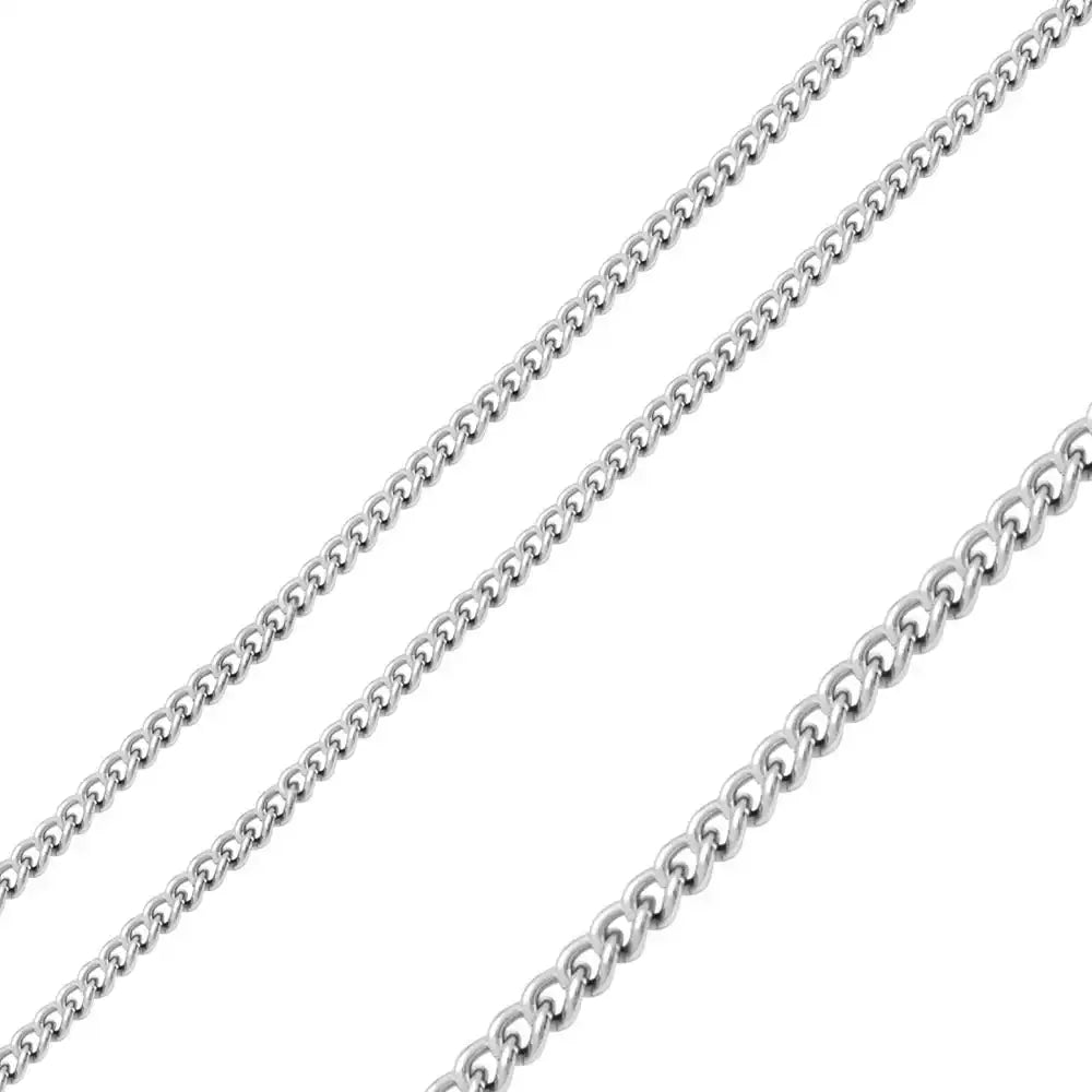 Stainless Steel Rhodium Plated 4.5 MM Curb Link Chain Necklace