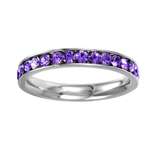 Stainless Steel CZ Eternity Band February