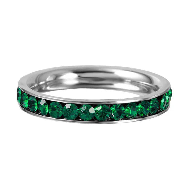 925 Sterling Silver Stainless Steel CZ Eternity Band May