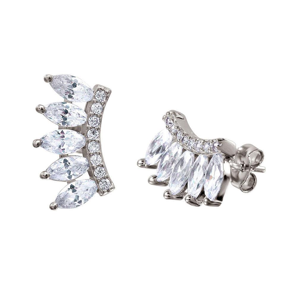 925 Silver Rhodium Plated Marquise CZ Stones Earrings