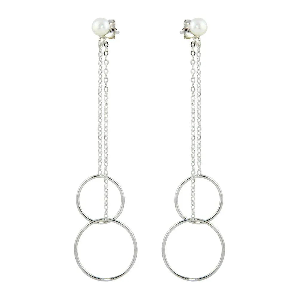 925 Sterling Silver Rhodium Plated Dangling Front and Back Dangling Earrings