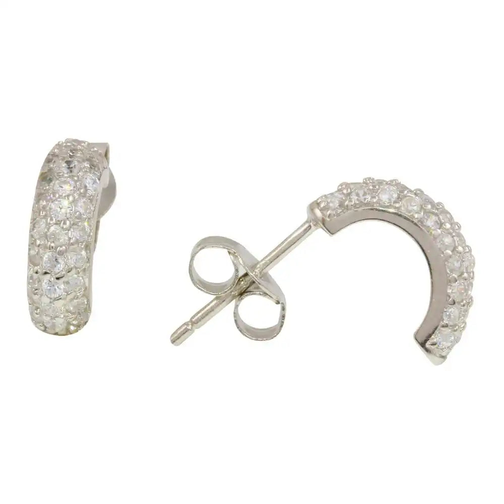 925 Sterling Silver Rhodium Plated Semi huggie hoop Earrings
