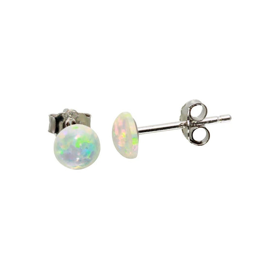 925 Sterling Silver Rhodium Plated Opal CZ Stud Earrings