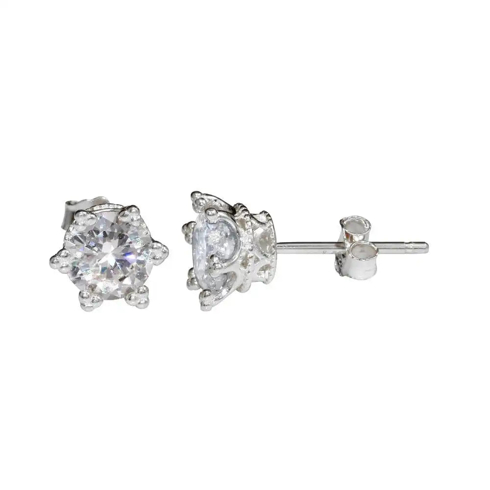 925 Sterling Silver Rhodium Plated Star Stud Earrings