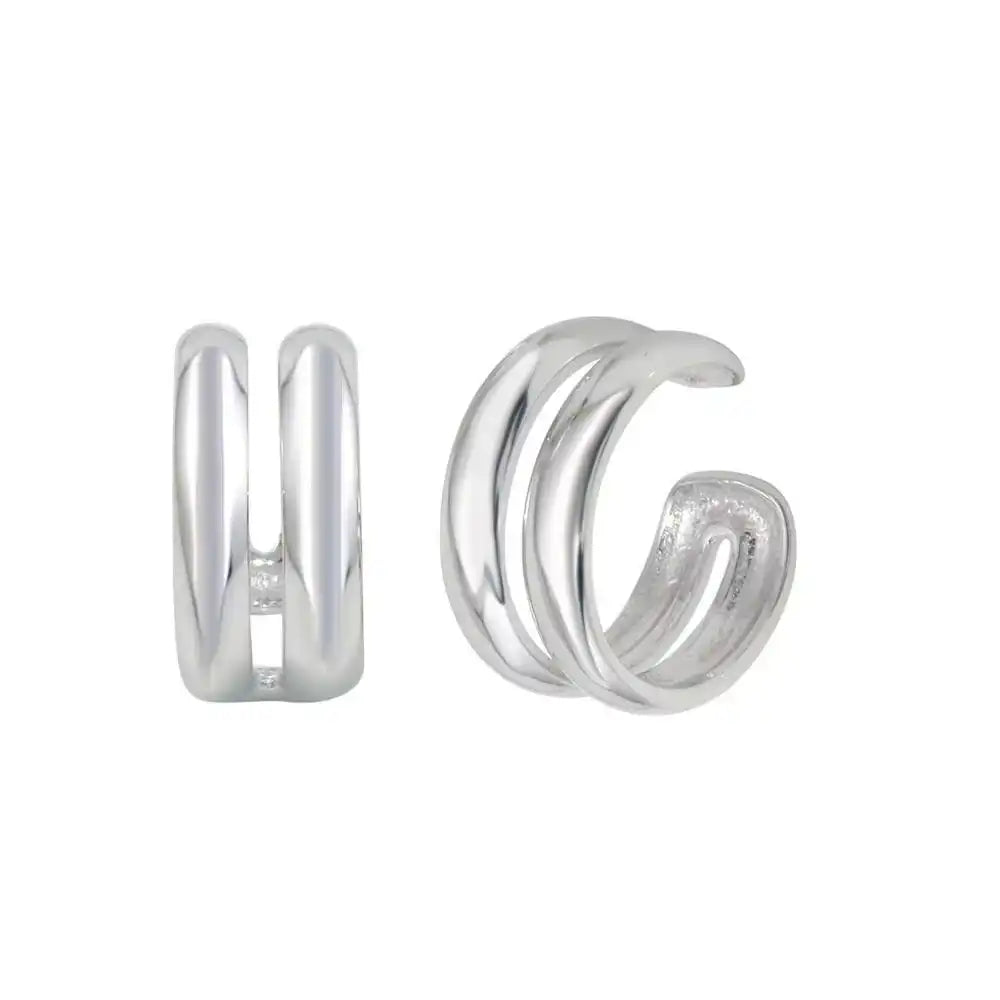 925 Sterling Silver Rhodium Plated Double Ear Cuffs