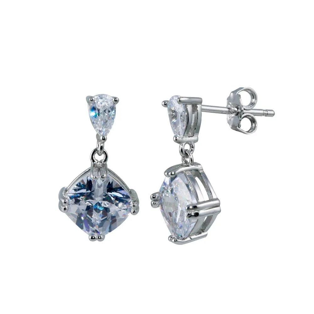 925 Sterling Silver Rhodium Plated CZ Dangling Earring