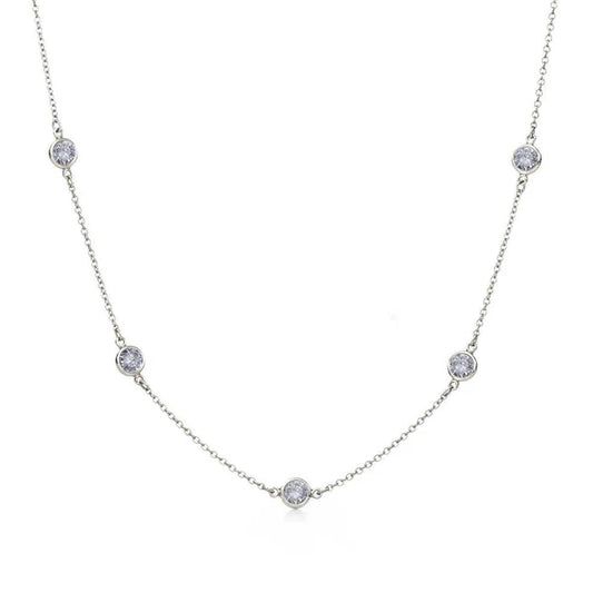 925 Sterling Silver Rhodium Plated CZ By Yard Chain Necklace