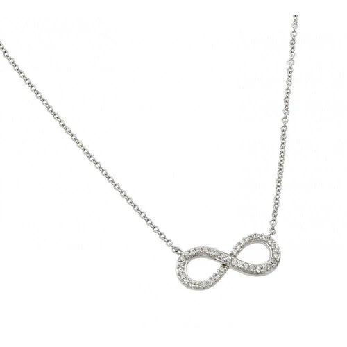 925 Sterling Silver Rhodium Plated Clear CZ Infinity Pendant Necklace