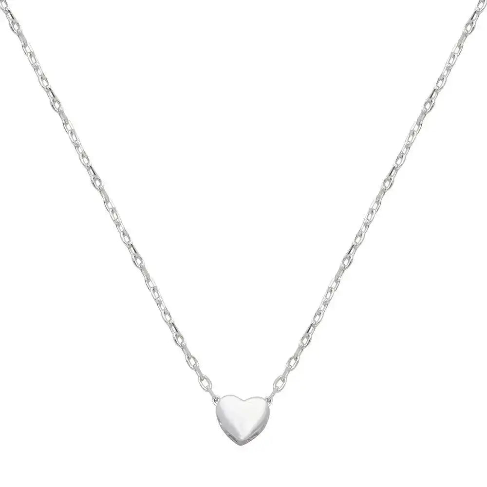 925 Sterling Silver Rhodium Plated Small Heart Necklace