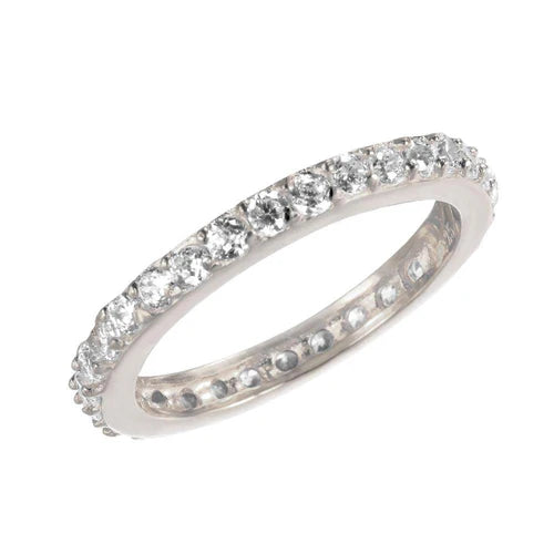 925 Sterling Silver Rhodium Plated CZ Stackable Eternity Ring