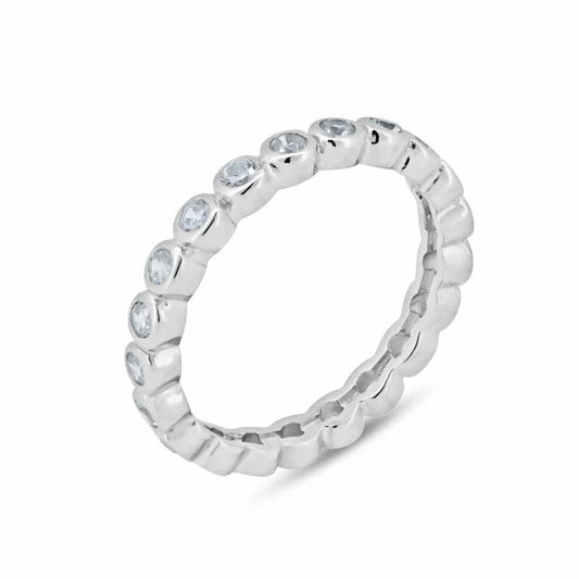 925 Sterling Silver Rhodium Plated CZ Stackable Eternity Ring