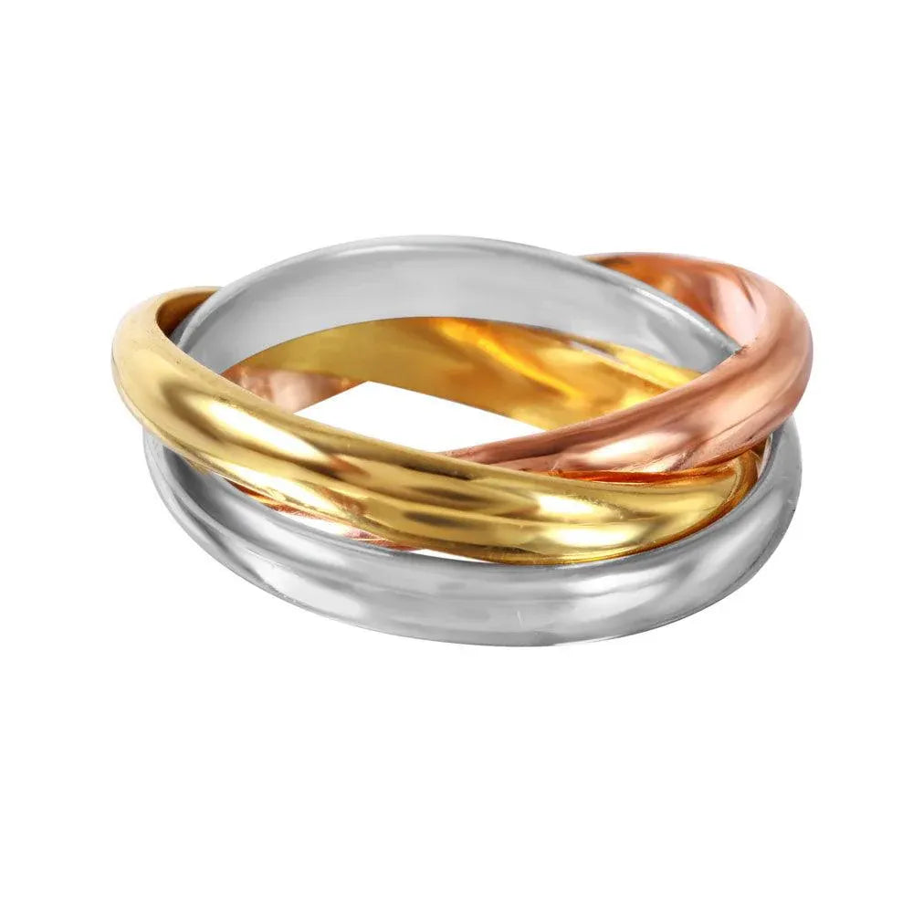 925 Sterling Silver Rhodium, Gold, and Rose Gold Plated Movable Ring