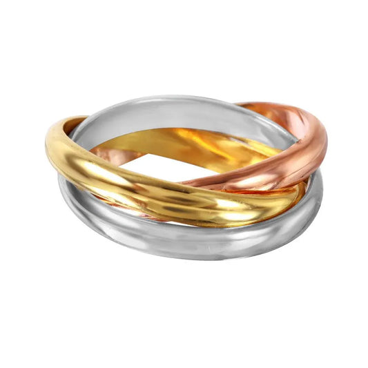 925 Sterling Silver Rhodium, Gold, and Rose Gold Plated Movable Ring