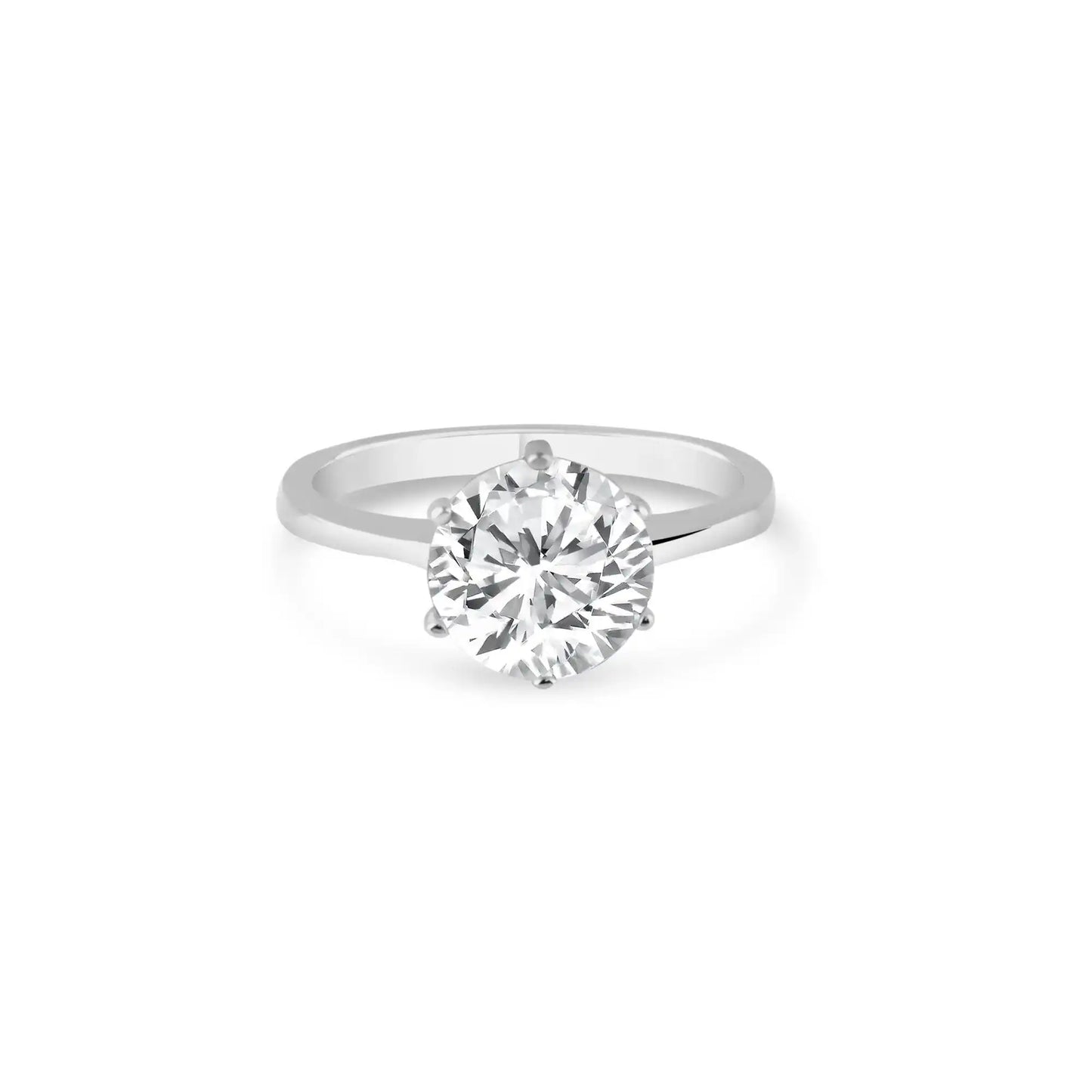 925 Sterling Silver Rhodium Plated CZ Large Solitaire Ring