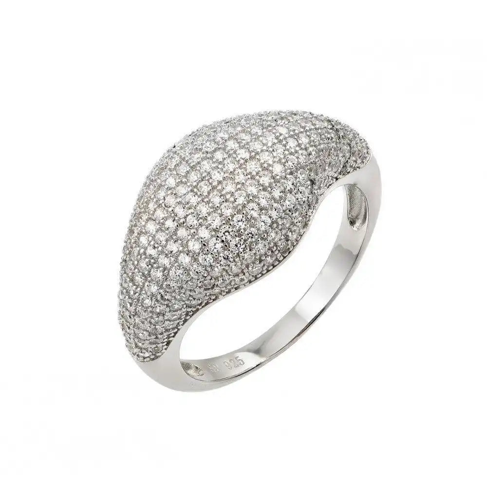 925 Sterling Silver Rhodium Plated Graduated Micro Pave Clear CZ Ring