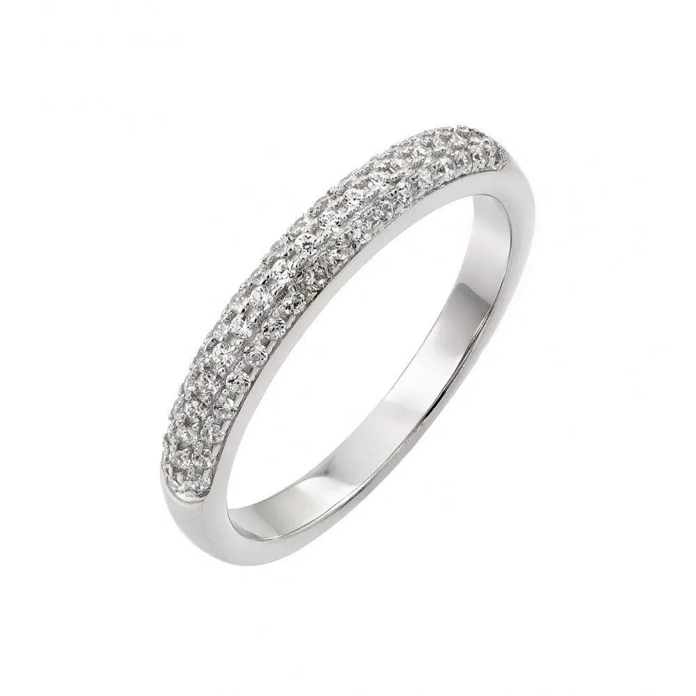 925 Sterling Silver Rhodium Plated Micro Pave CZ Ring