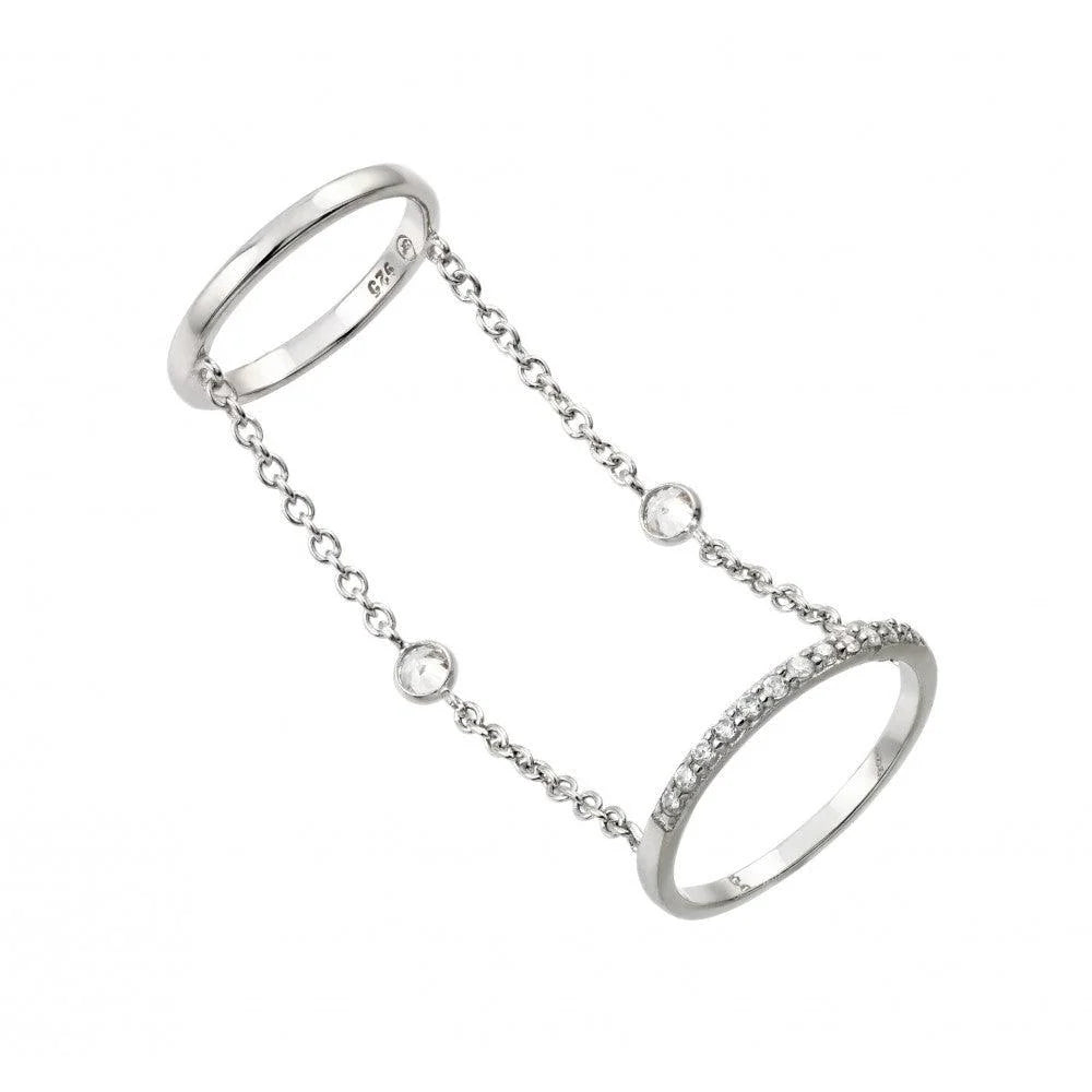 925 Silver Rhodium Plated Small Round CZ Slave Wire Ring