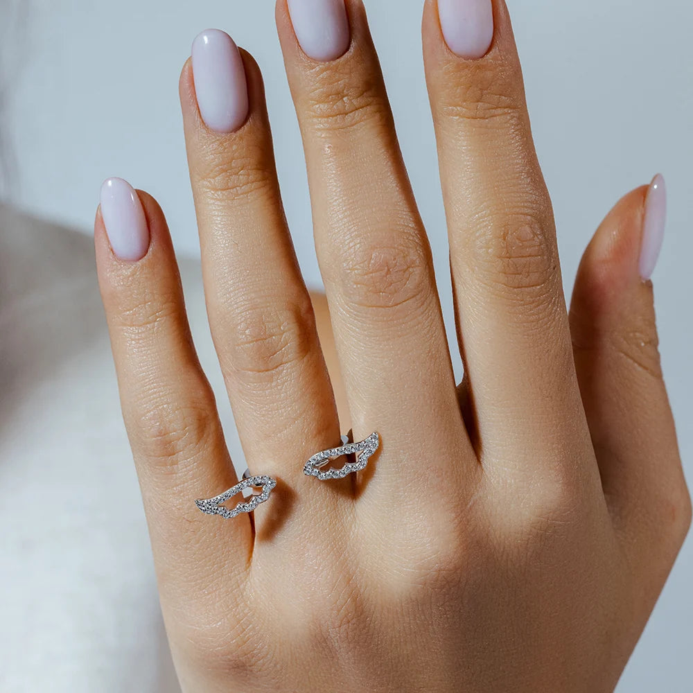 925 Silver Rhodium Plated Wings Ring