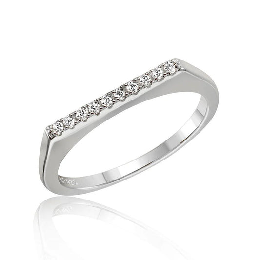 925 Sterling Silver Rhodium Plated Stackable Flat Top CZ Ring
