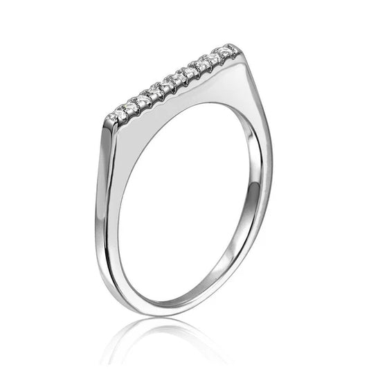 925 Sterling Silver Rhodium Plated Stackable Flat Top CZ Ring
