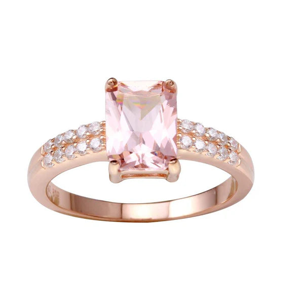925 Sterling silver Rose Gold Plated Pink CZ Stone Ring