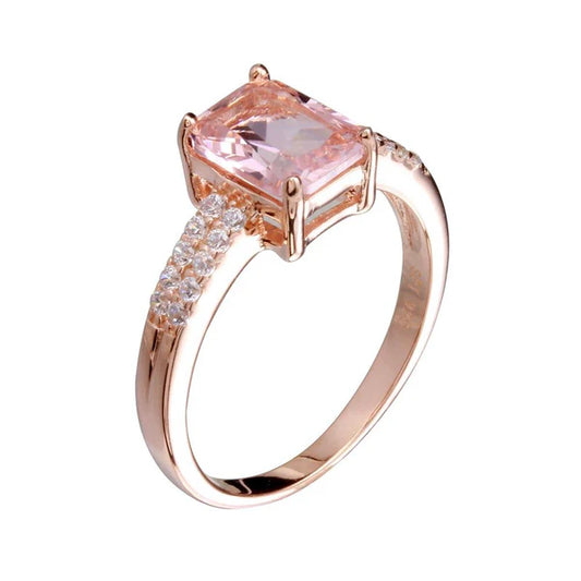 925 Sterling silver Rose Gold Plated Pink CZ Stone Ring