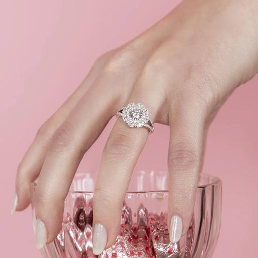 925 Sterling Silver Rhodium Plated Round Multi CZ Ring