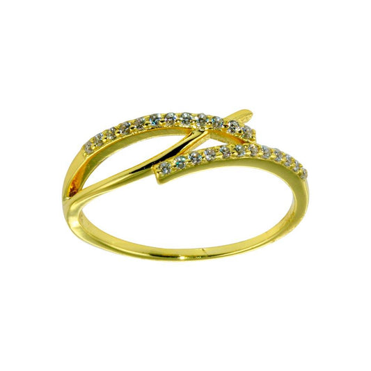 925 Sterling Silver Gold Plated CZ Fish Ring