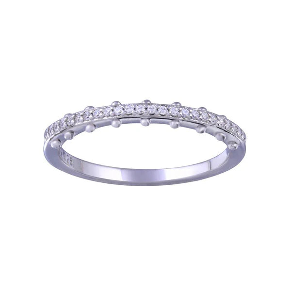 925 Sterling Silver Rhodium Plated Half Eternity Clear CZ Ring