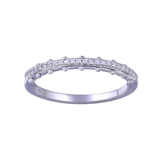 925 Sterling Silver Rhodium Plated Half Eternity Clear CZ Ring