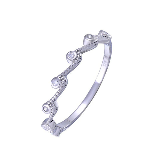 925 Sterling Silver Rhodium Plated Half Eternity Wave Clear CZ Ring