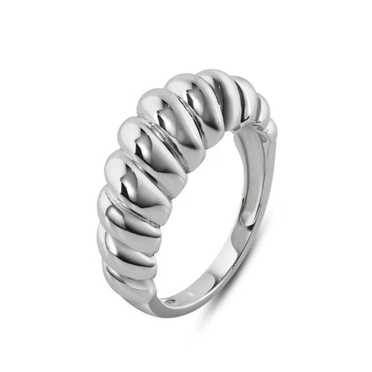 925 Sterling Silver Rhodium Plated Croissant Design Ring 7.9mm