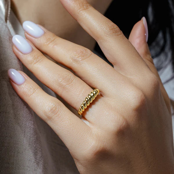 925 Sterling Silver Gold Plated Croissant Design Ring