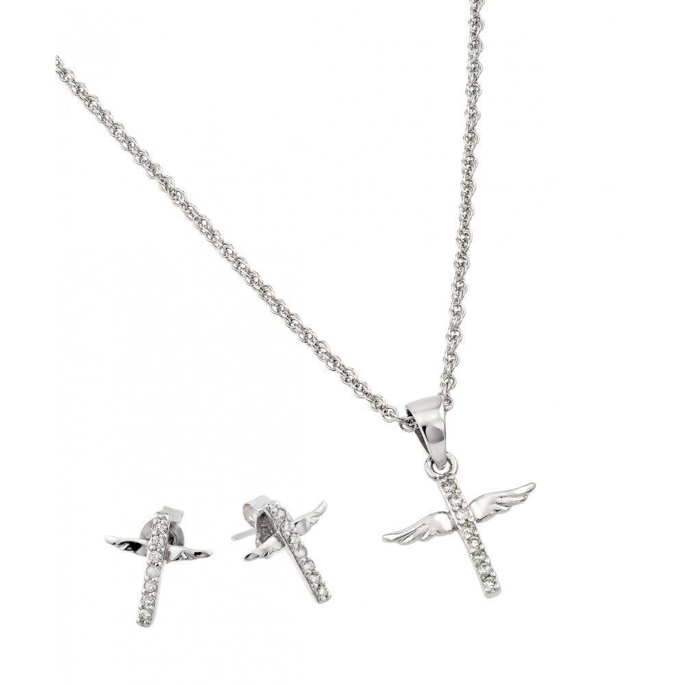 925 Silver Rhodium Plated Wings Set