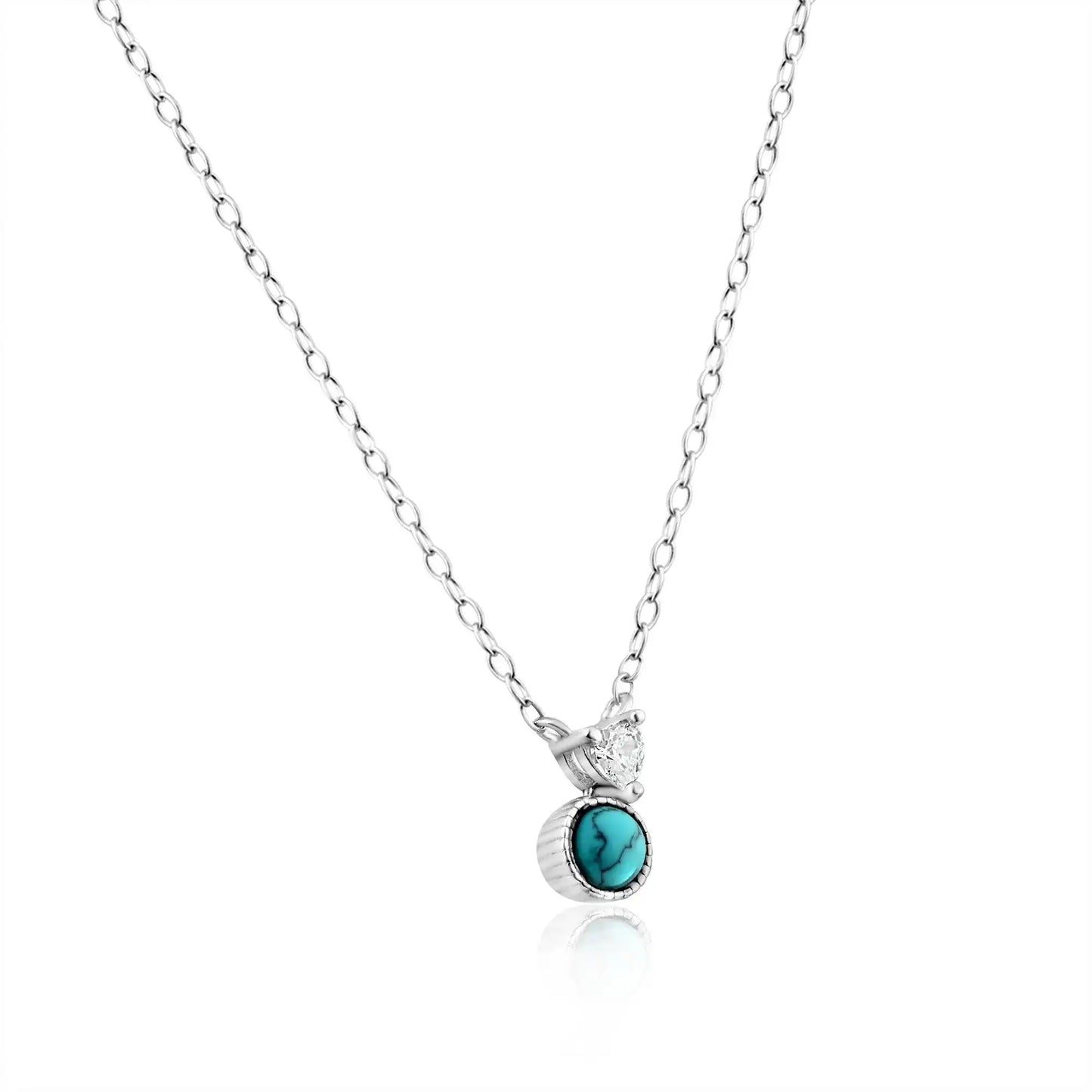 925 Sterling Silver Black Rhodium Turquoise Center Stone Halo Set