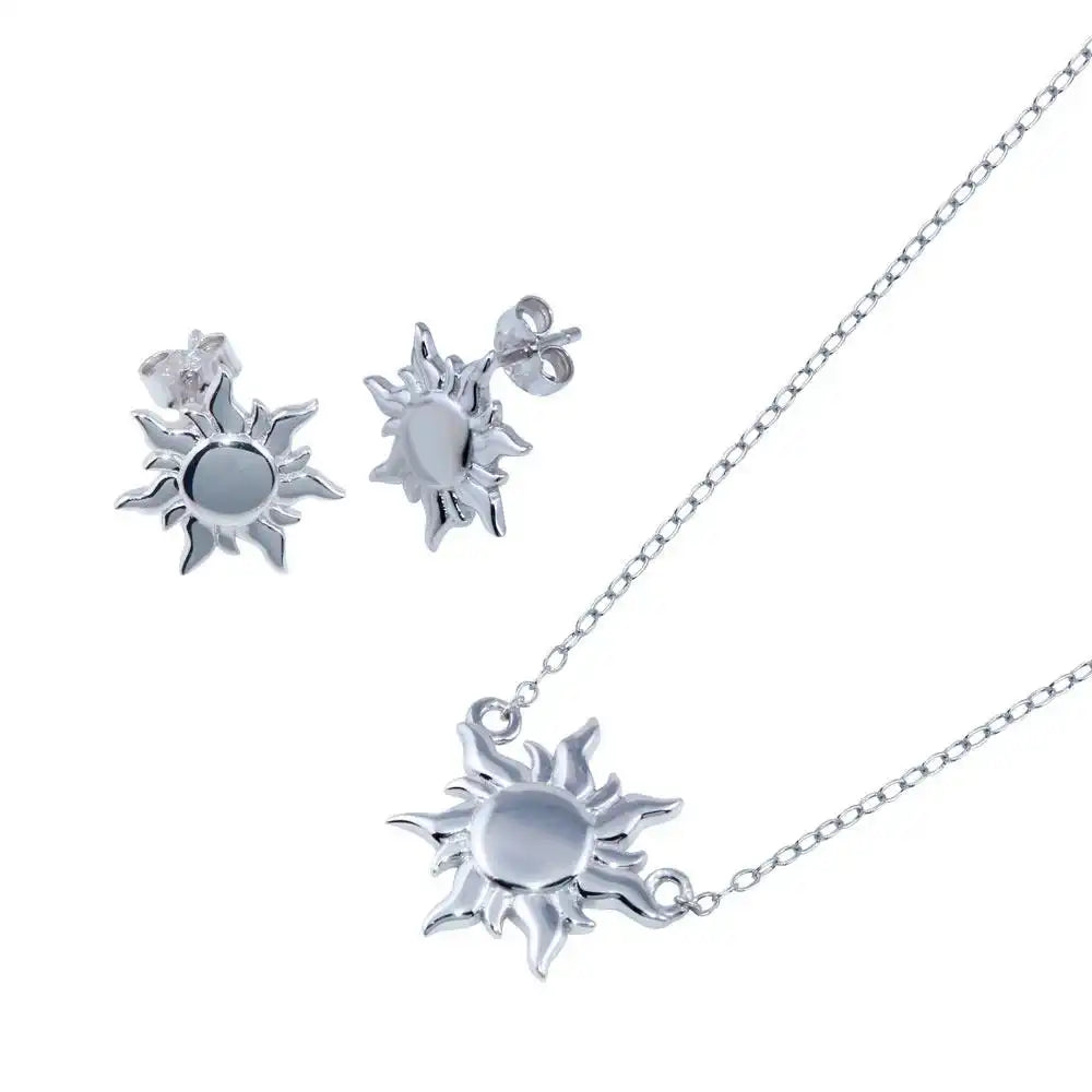 925 Sterling Silver Rhodium Plated Sun Charm Set